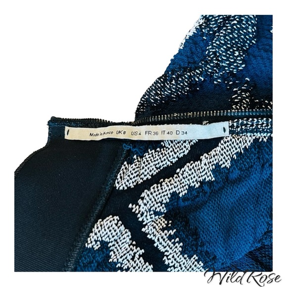 ROLAND MOURET Blue & Black Stretch Bodycon Corset Bustier Mini Dress SZ 4 - Picture 15 of 16